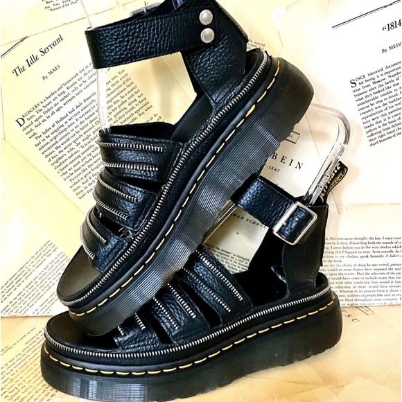 Dr. Martens Shoes - Urban Outfitters Dr Martens Clarissa 11 Quad Hdw Sandal Black Leather